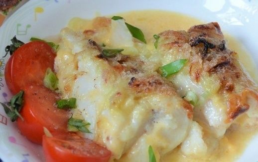 Запечённый морской язык с сыром